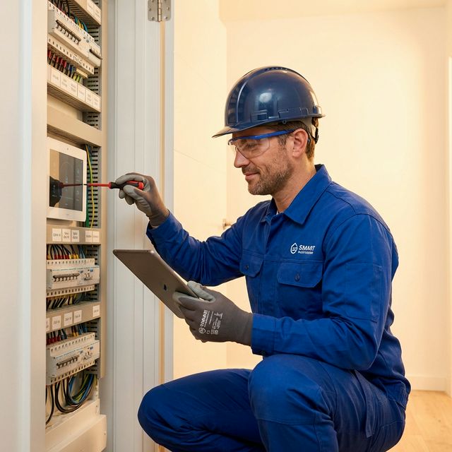 Professioneller Elektriker bei der Arbeit